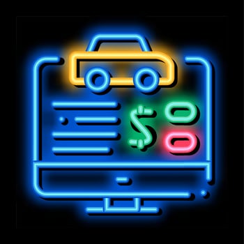 Online Car Buy neon glow icon illustration vector