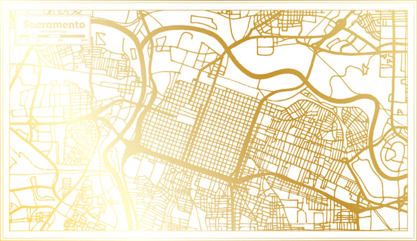 Sacramento USA City Map in Retro Style in Golden Color. Outline Map. vector