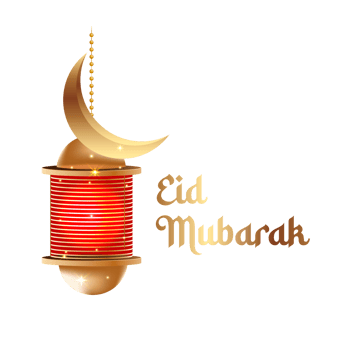 islamic  eid mubarak  with beautiful  lantern and crescent moon png
