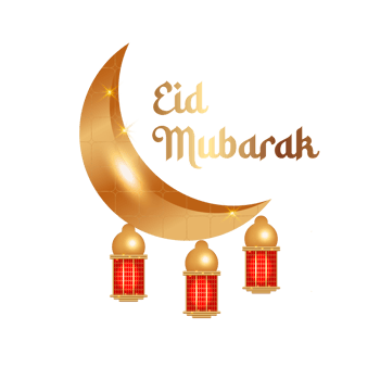 islamic  eid mubarak  with beautiful  lantern and crescent moon png