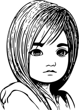 Cute Girl Line Art vector