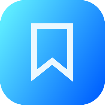 Bookmark icon in square gradient colors. Favorite signs illustration. png