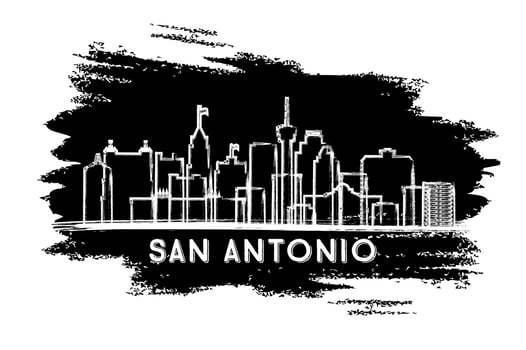 San Antonio Texas City Skyline Silhouette. Hand Drawn Sketch. vector