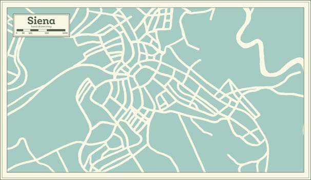 Siena Italy City Map in Retro Style. Outline Map. vector
