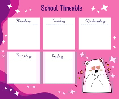 kawaii bear weekly planner vector