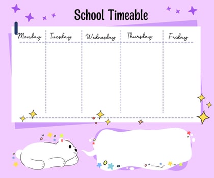 kawaii bear weekly planner vector