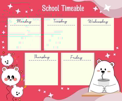 kawaii bear weekly planner vector