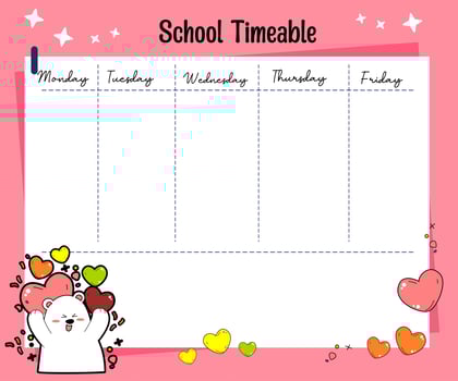 kawaii bear weekly planner vector