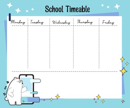 kawaii bear weekly planner vector