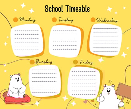 kawaii bear weekly planner vector