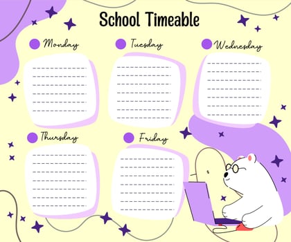 kawaii bear weekly planner vector