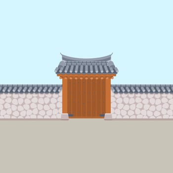 Editable Traditional Korean Hanok Gate Building Vector Illustration for Artwork Element of Oriental History and Culture Related Design