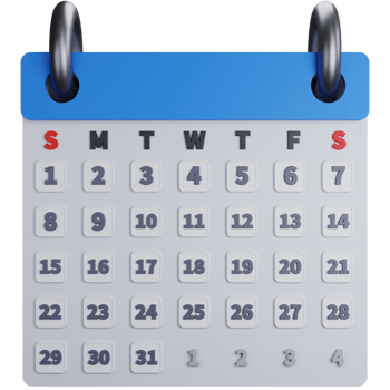 3d rendering complete calendar without months isolated png