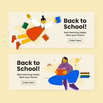 Hand drawn back to school banner collection. vector