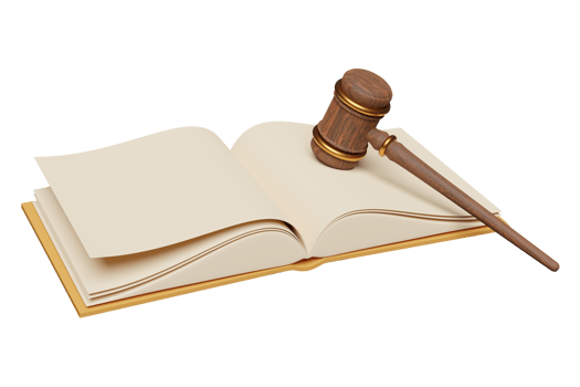 3d wooden judge gavel, hammer auction with open book isolated. law, justice system symbol concept, 3d render illustration png