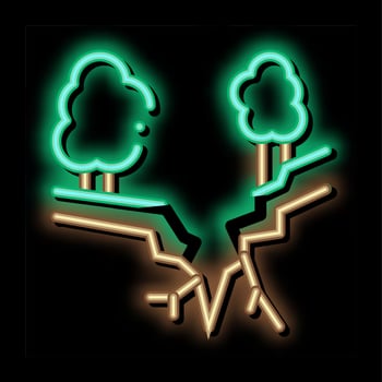 earthquake rupture of forest neon glow icon illustration vector