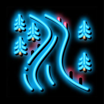 ski track neon glow icon illustration vector