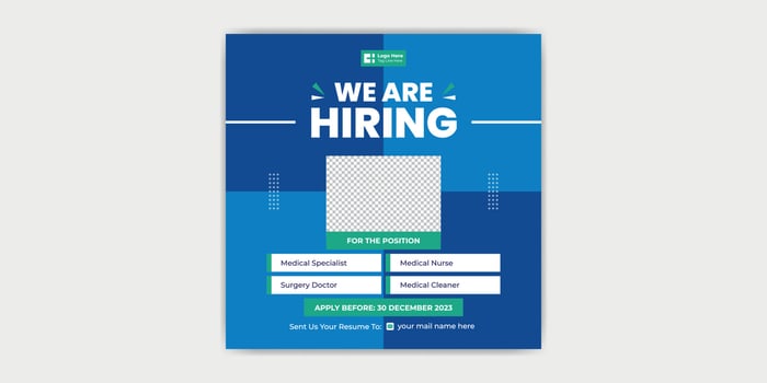 We Are Hiring Social Media Post Medical Specialist Doctor Nurse Banner Template vector