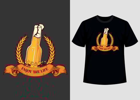 Beer t-shirt and poster vector design template. Beer t-shirt with mugs.  Drink design with lager for label, emblem, sticker.