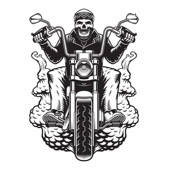 Vector biker illustration a bearded skeleton