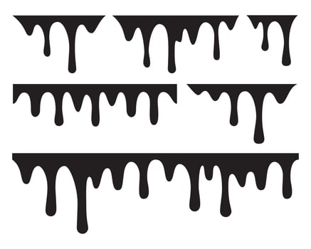 Set of a black paint drops seamless pattern vector