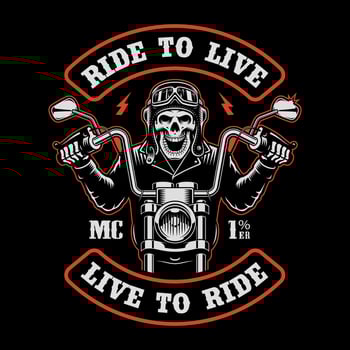 Biker patch with a skull in a helmet vector