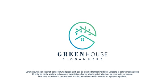Green house logo with lineart design icon vector illustration
