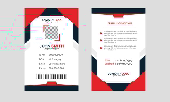 Corporate  Modern abstract Id Card design template Vector for Employee. Creative business employee Identity Card template.