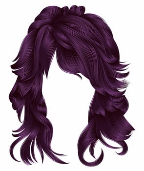 trendy woman long hairs purple colors .beauty fashion .  realistic 3d vector