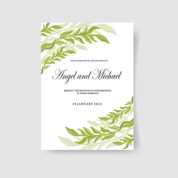 Greenery herbal spring wedding invitations watercolor vector illustration