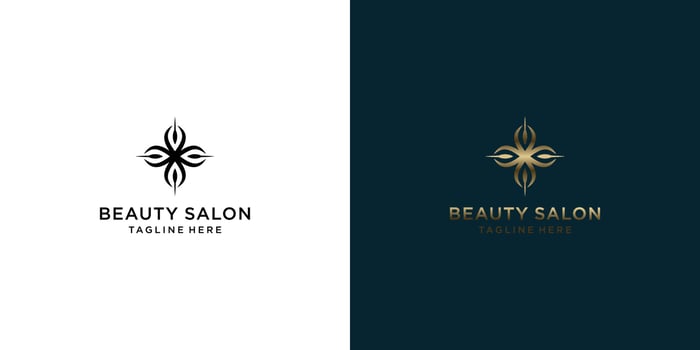 minimalist elegant gold beauty leaf cosmetic luxury logos design. vector illustration with line art
