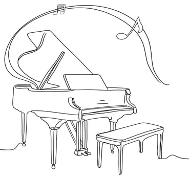 Piano Line Art, Music Affiche Outline Drawing, Instrument Sketch, Minimalist Vector, Illustration vector