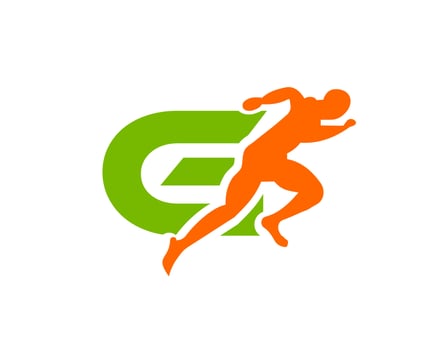 Sport Running Man Letter G Logo. Running Man Logo Template For Marathon Logotype vector