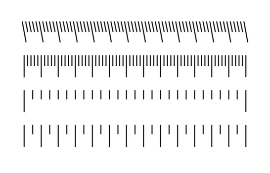 Measuring scale, 10 centimeters, cm chart, different markup for rulers. Vector illustration in flat style isolated on white background.