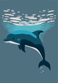 marine animal dolphin diving under the sea vector