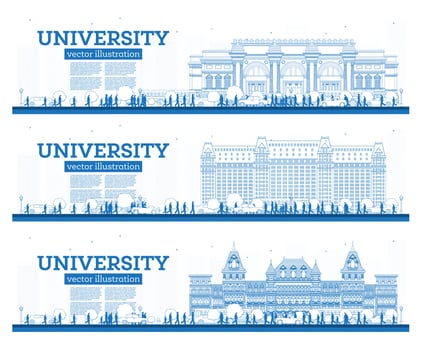 Outline University Campus Set. Study Banners. vector