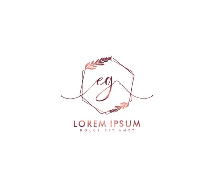 Initial EG Feminine logo beauty monogram and elegant logo design, handwriting logo of initial signature, wedding, fashion, floral and botanical with creative template vector