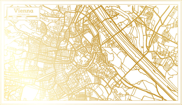 Vienna Austria City Map in Retro Style in Golden Color. Outline Map. vector