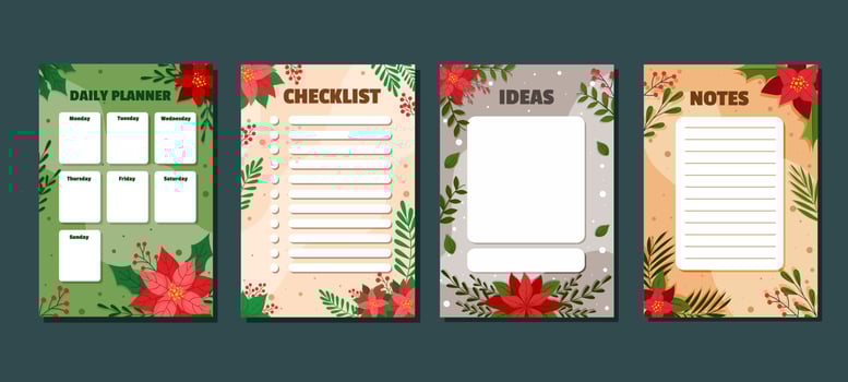 Poinsettias Journal Template vector