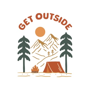 Get outside nature camping design for badge, sticker, patch, t shirt vector design
