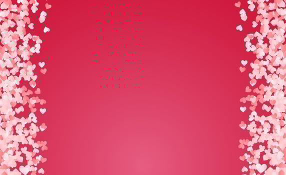 Valentine's day header or voucher template with hearts and clouds. Poster or banner with white and pink paper cut hearts. Place for text. vector
