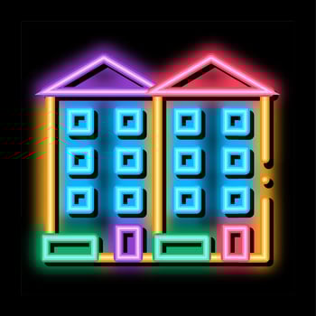 apartment houses neon glow icon illustration vector