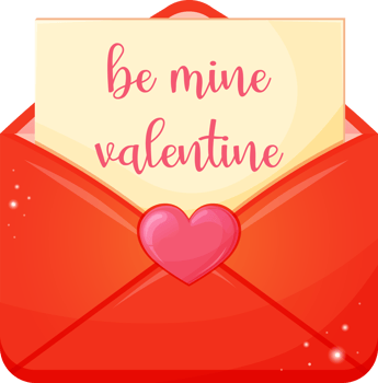 Open red envelope with a love note text be mine valentine. Valentines day greeting card. Illustration for design isolated on transparent background. png
