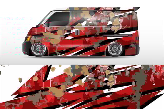 racing car wrap design for vehicle vinyl stickers and automotive company sticker livery vector