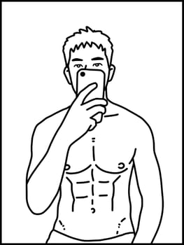 vector illustration of cute man cartoon for coloring