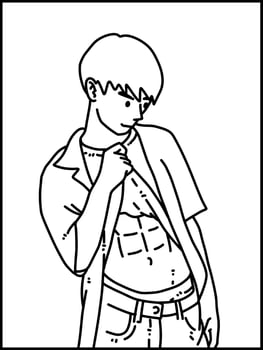 vector illustration of cute man cartoon for coloring