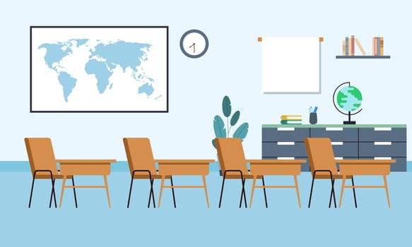 Classroom interior, empty school classroom. School Education background vector