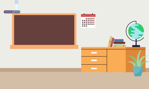 Classroom interior, empty school classroom. School Education background vector
