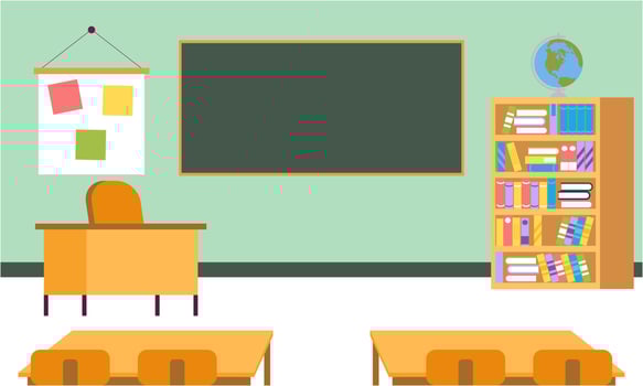 Classroom interior, empty school classroom. School Education background vector