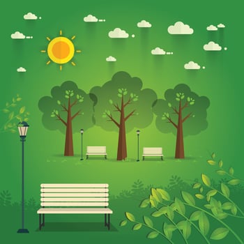 Hello Park. Natural landscape in the flat style. a beautiful park.Environmentally friendly natural landscape vector